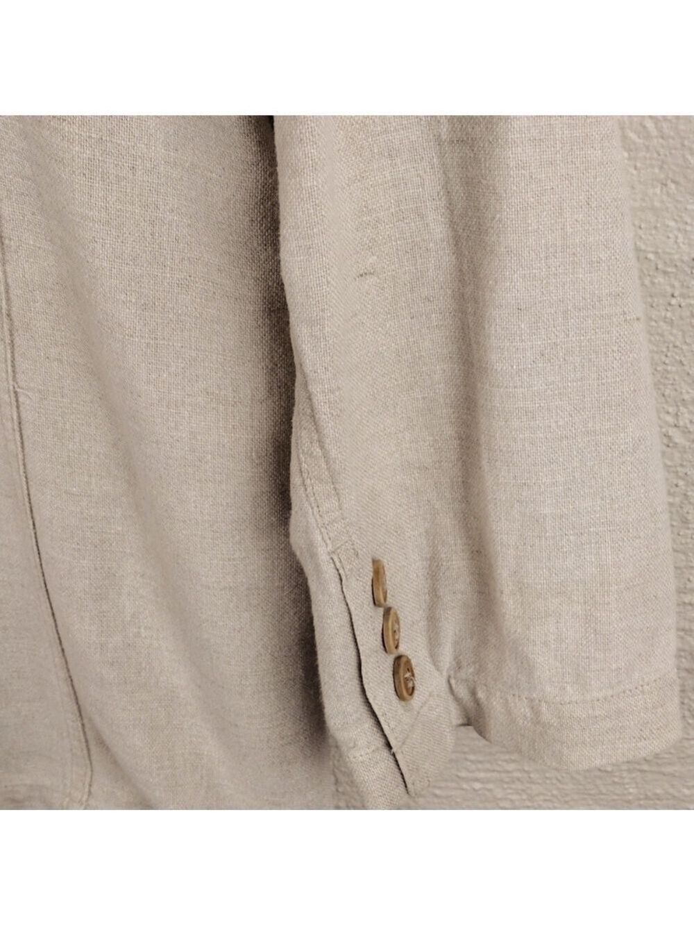 Lizsport Petite Natural Linen Blend One Notched Two Button Classic Blazer Jacket - Picture 10 of 16